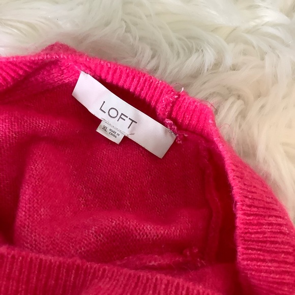 Loft Womens Pink Criss-Cross back Soft Life Feminine Sweater XLarge - Picture 3 of 9